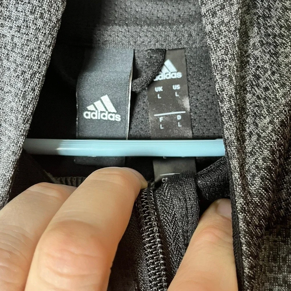 Adidas Hoodie Mens Large Climawarm Gray Full-Zip EUC